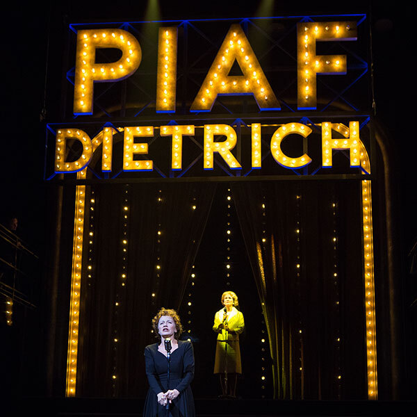 Marquee lights spelling Piaf/Dietrich. Lousie  Pitre and Jayne Lewis star as Edith Piaf and Marlene Dietrich.