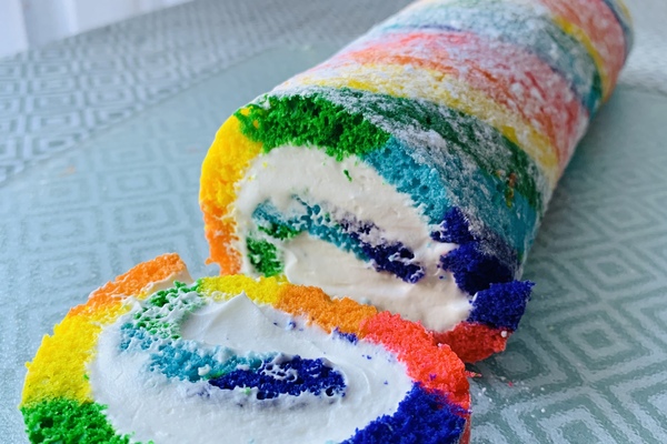 Rainbow roll cake.