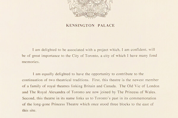 Letter from Diana Princess of Wales, Kensington Palace