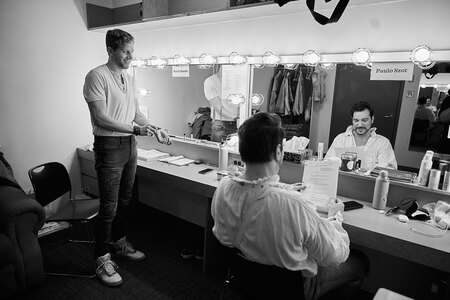 Stark Sands and Paulo Szot backstage at & Juliet - Photo credit Jenny Anderson