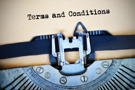 Terms & Conditions of Ticket Sales - typewriter with Terms & Conditions of Ticket Sales typed on a piece of paper