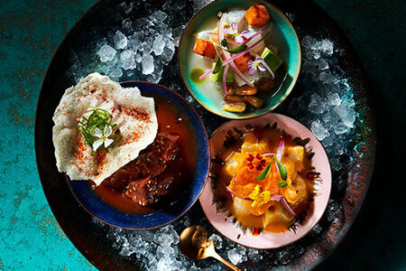 Plated food in vibrant colours at Mira