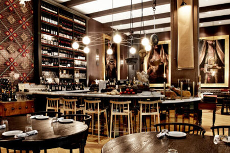 Interior of Patria restaurant tables and chairs