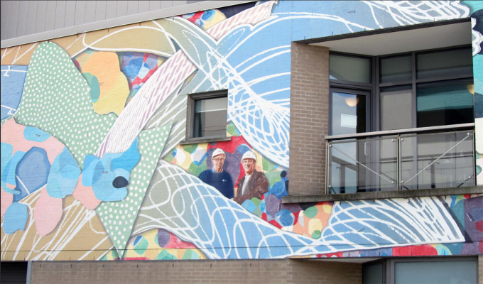 Mural on the rear of the Princess of Wales Theatre featuring Frank Stella and David Mirvish